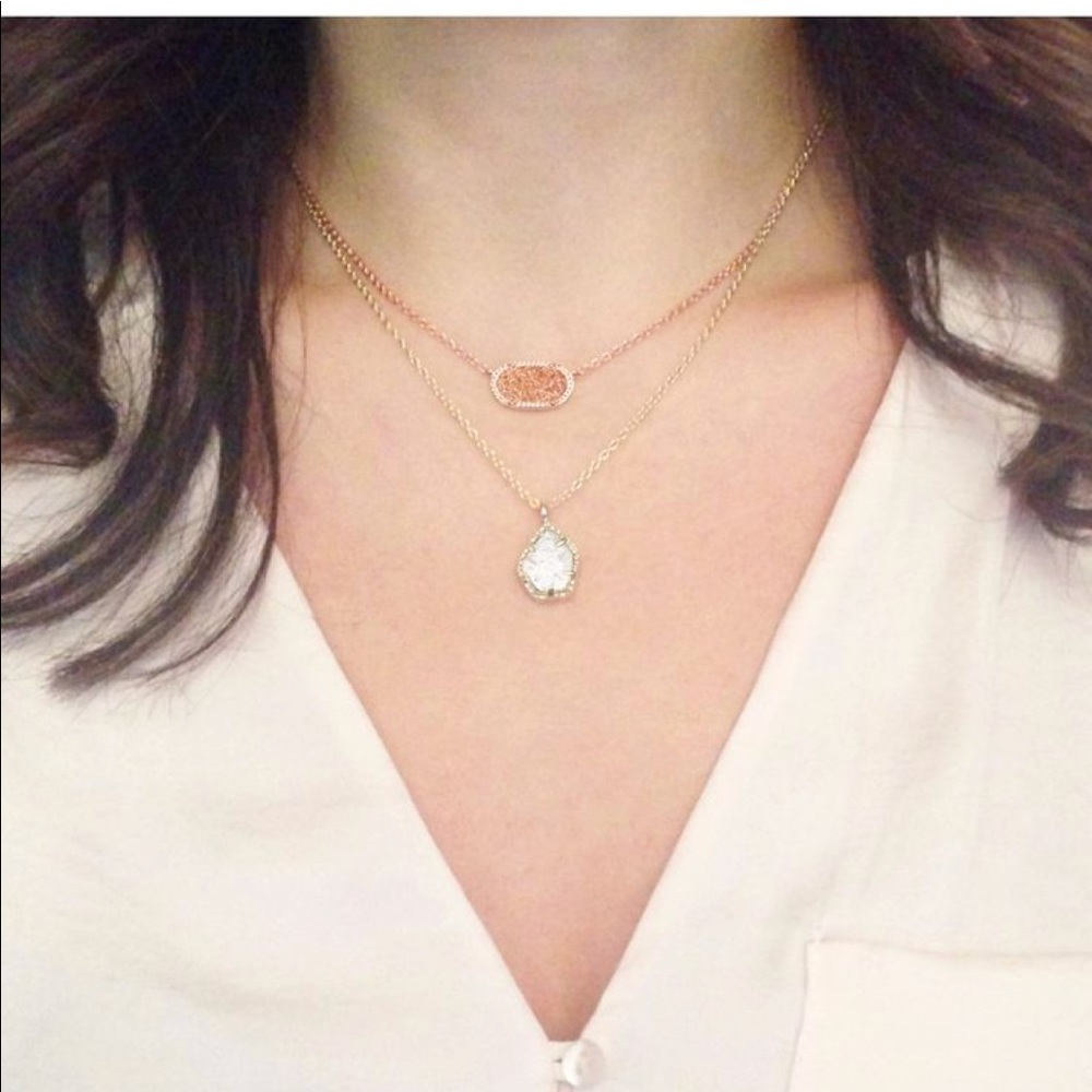 Dainty Drusy Minimalist Pendant Necklace - Picture 4 of 7